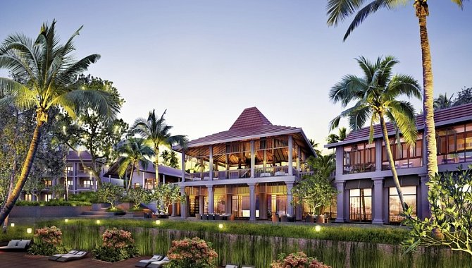 Beleuchtete Hotelgebäude