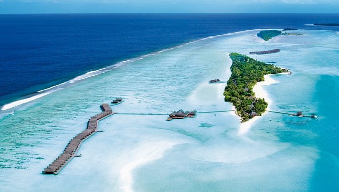 Malediven Inseln aus der Vogelperspektive.