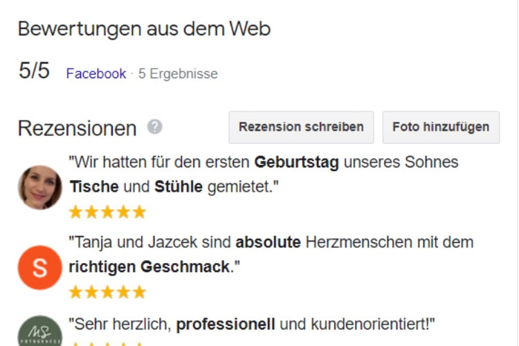 Google Bewertungen Plattenhochzeit