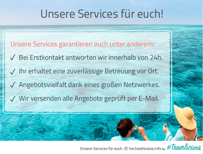 Infografik mit den Services von Hochzeitsreise.info
